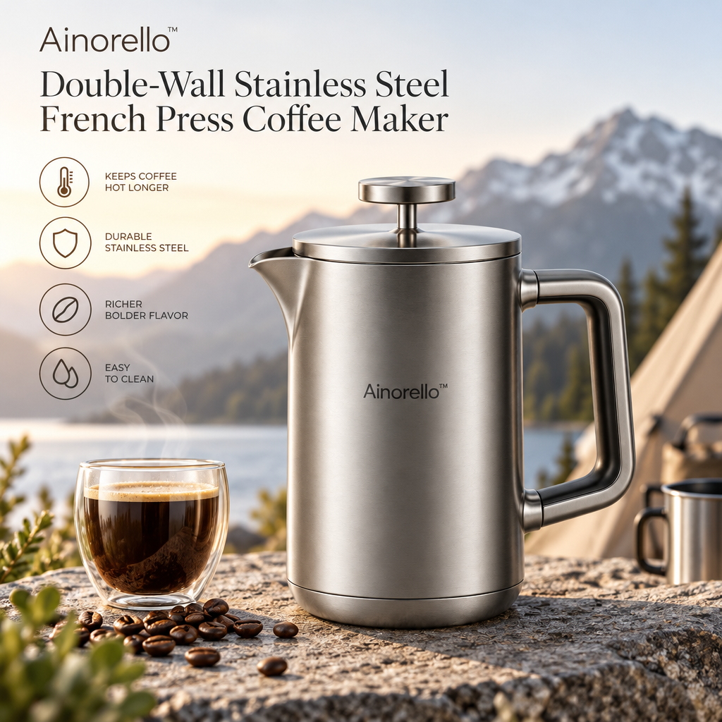 Ainorello™ Double-Wall Stainless Steel French Press brand hero