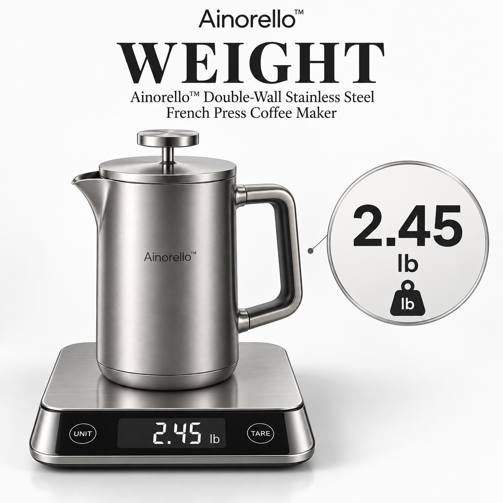 Ainorello™ Double-Wall Stainless Steel French Press weight