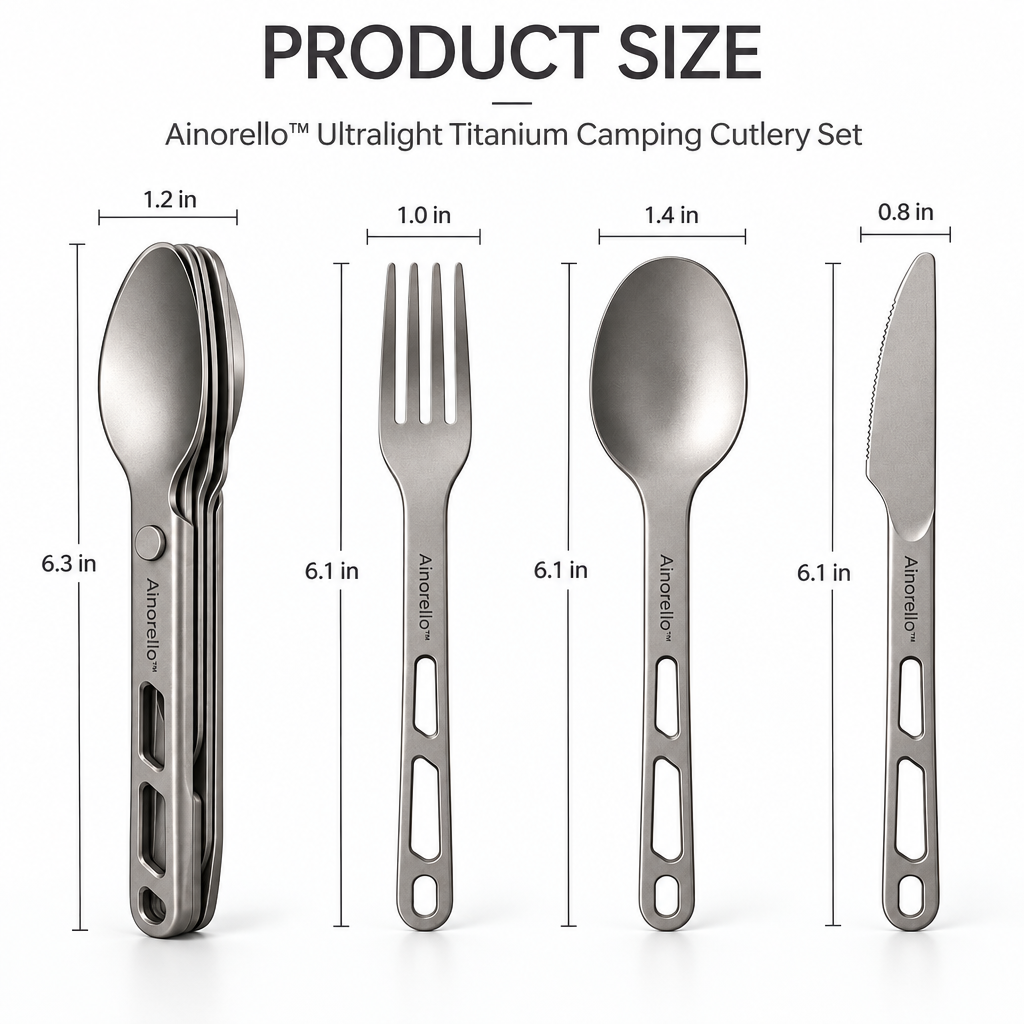 Ainorello™ Ultralight Camping Cutlery Set dimensions