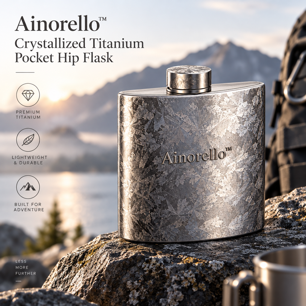 Ainorello™ Crystallized-Metal Pocket Hip Flask brand hero
