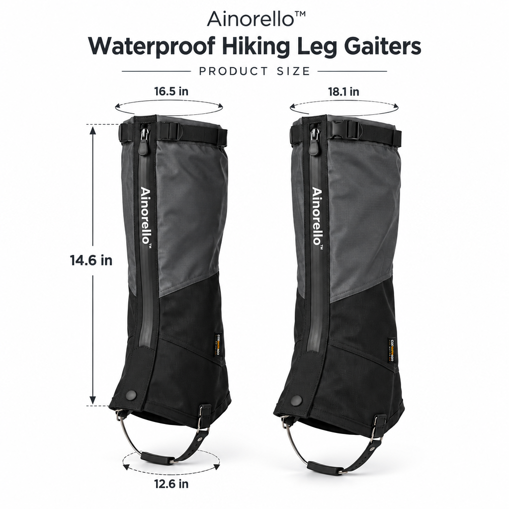 Ainorello™ Weather-Ready Hiking Leg Gaiters dimensions