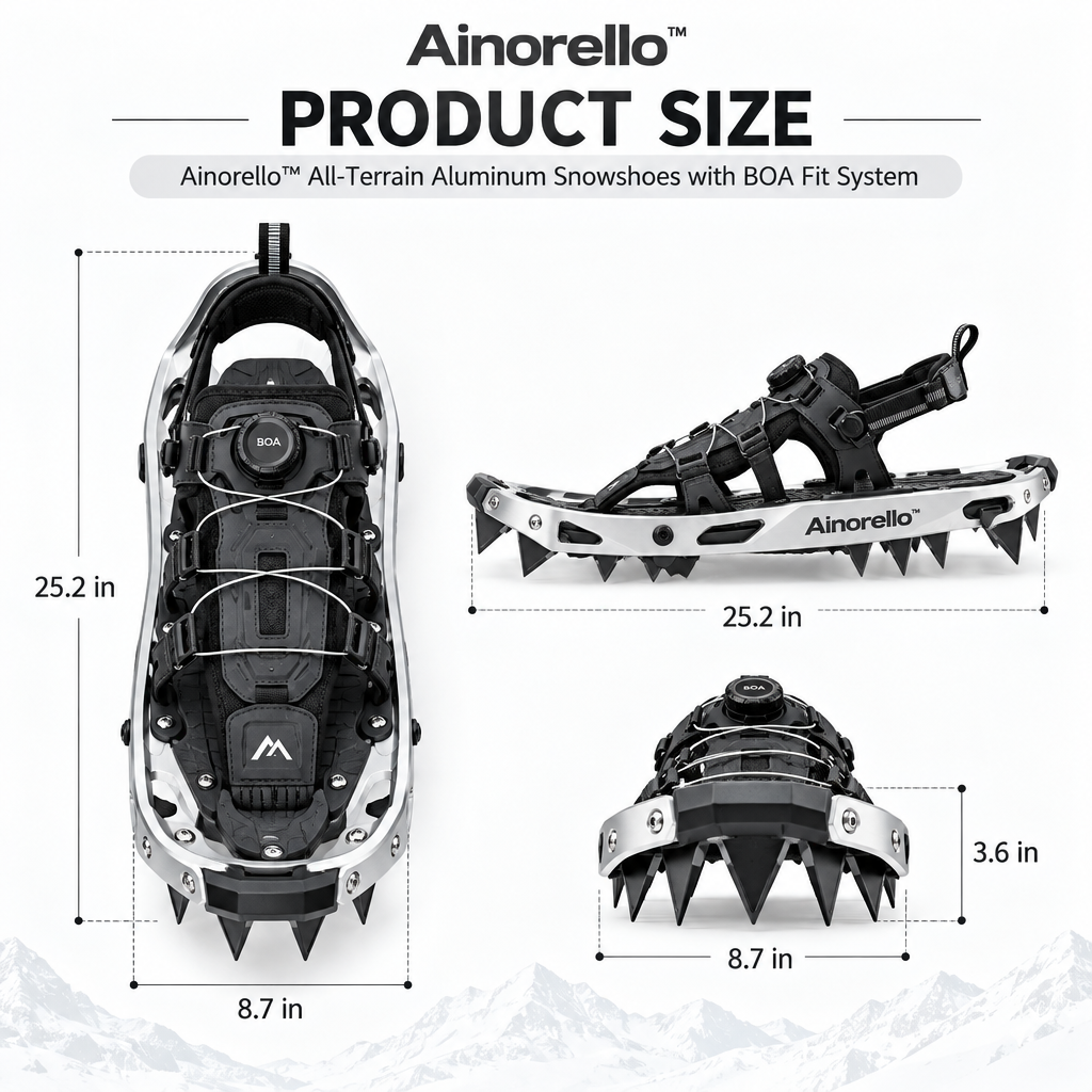 Ainorello™ All-Terrain Aluminum Snowshoes dimensions