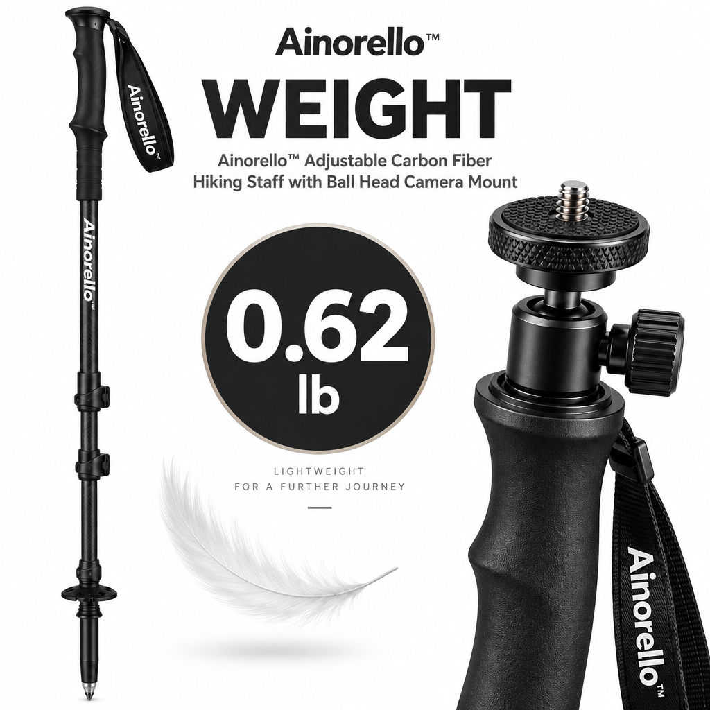 Ainorello™ Carbon Fiber Hiking Staff with Camera Mount weight