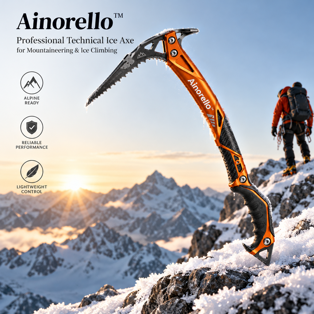 Ainorello™ Technical Mountaineering Ice Axe brand hero