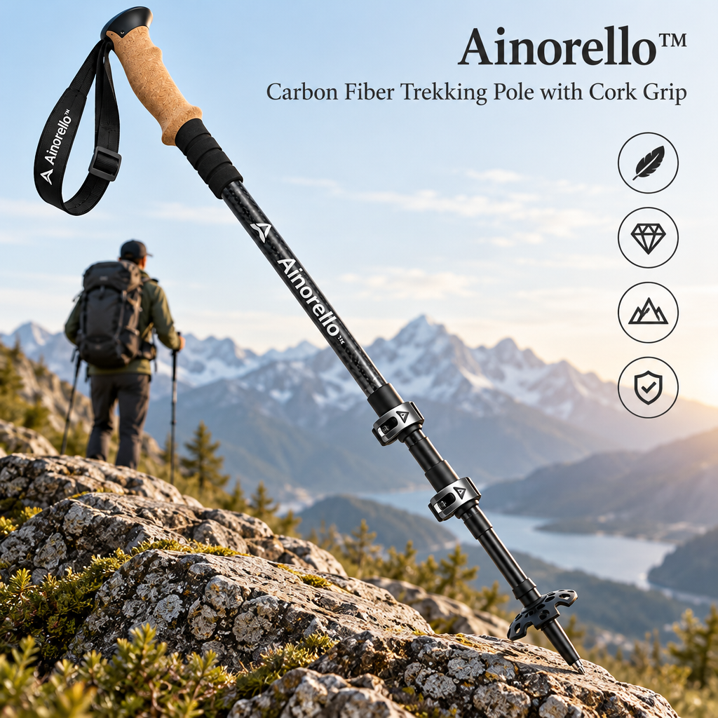 Ainorello™ Carbon Fiber Trekking Pole with Cork Grip brand hero