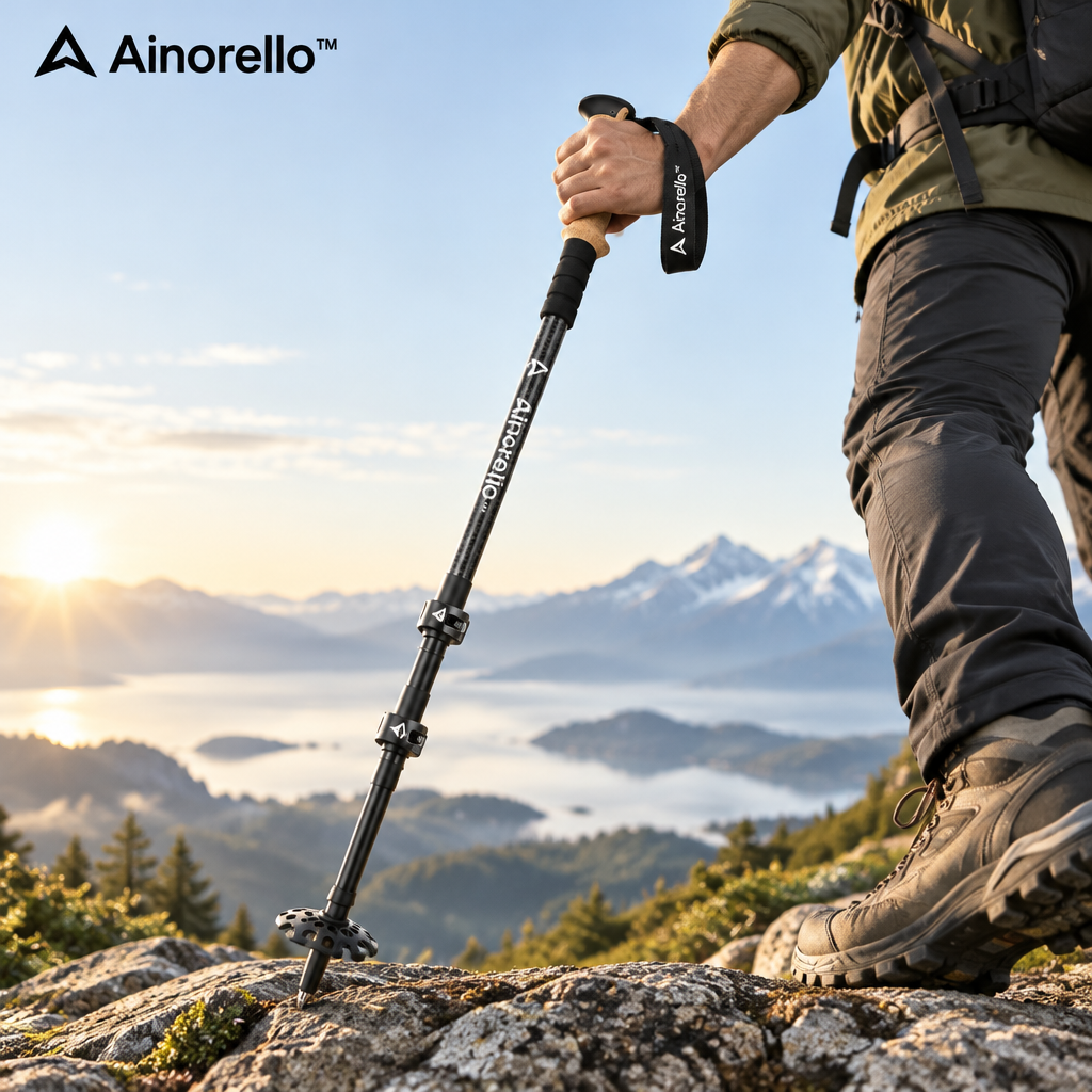 Ainorello™ Carbon Fiber Trekking Pole with Cork Grip lifestyle
