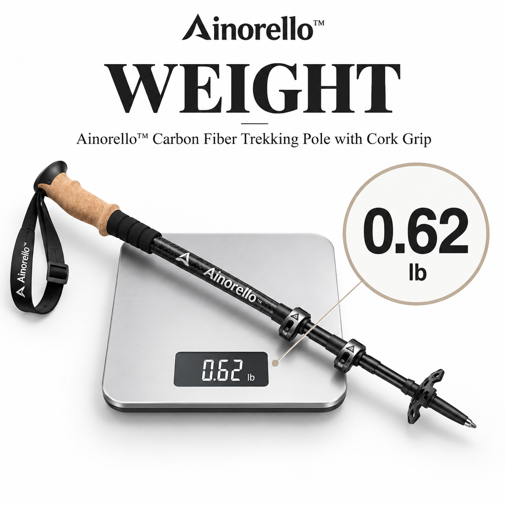 Ainorello™ Carbon Fiber Trekking Pole with Cork Grip weight