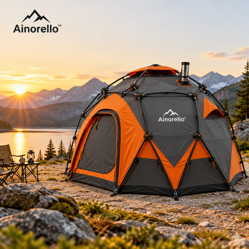 Ainorello™ Geodesic Dome Hot Tent with Stove Jack lifestyle